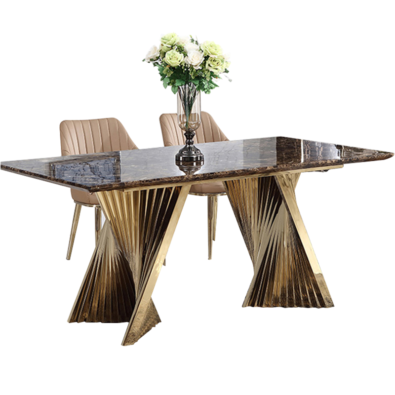 初岛 后现代轻奢餐桌椅组合家用小户型长方形大理石餐桌简约创意吃饭桌H054 1.8*0.9米餐桌 颜色咨询