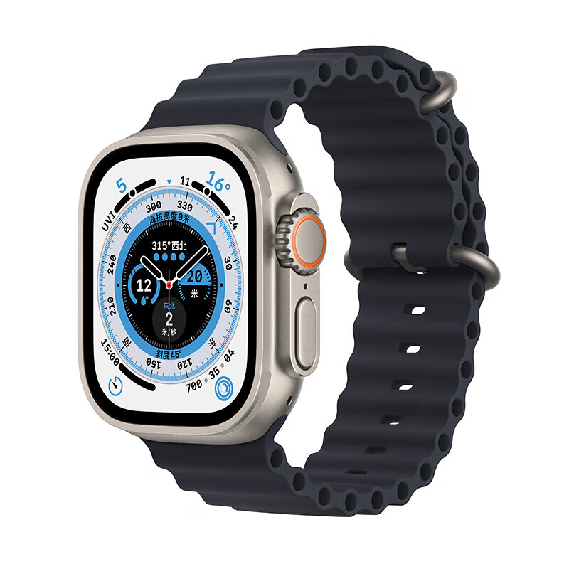 Apple 苹果 Watch Ultra 智能手表 49mm GPS+蜂窝网络款 钛金属原色表壳 白色海洋表带（GPS、血氧、ECG）