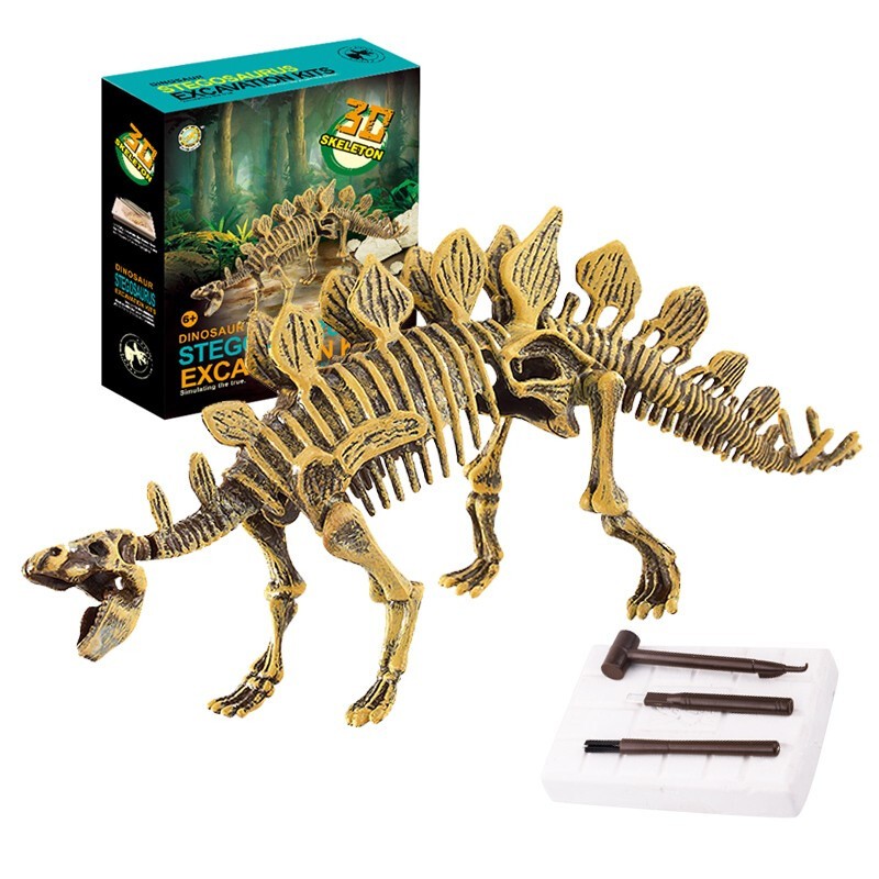 恐龙考古化石挖掘玩具恐龙化石玩具模型儿童手工玩具男孩女孩早教手工创意DIY玩具礼物 (仿真考古)剑龙化石