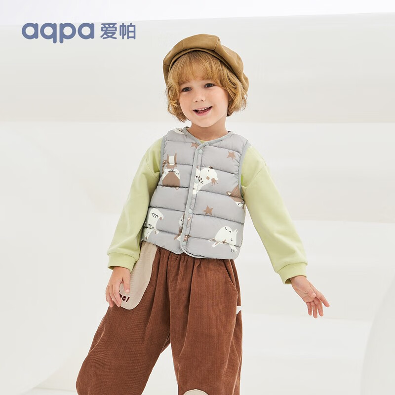 aqpa【90白鸭绒&三防】羽绒背心秋冬保暖羽绒服儿童装男女童宝宝马甲 快乐王国 100cm高性价比高么？