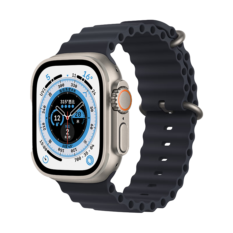 Apple 苹果 Watch Ultra 智能手表 49mm GPS+蜂窝网络款 钛金属原色表壳 白色海洋表带（GPS、血氧、ECG）