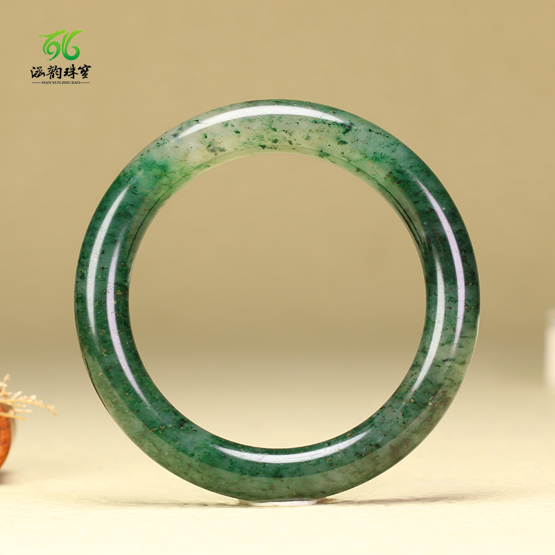 涵韵珠宝南阳独山玉手镯精品老坑白天蓝料独玉镯送长辈礼物57圈手镯