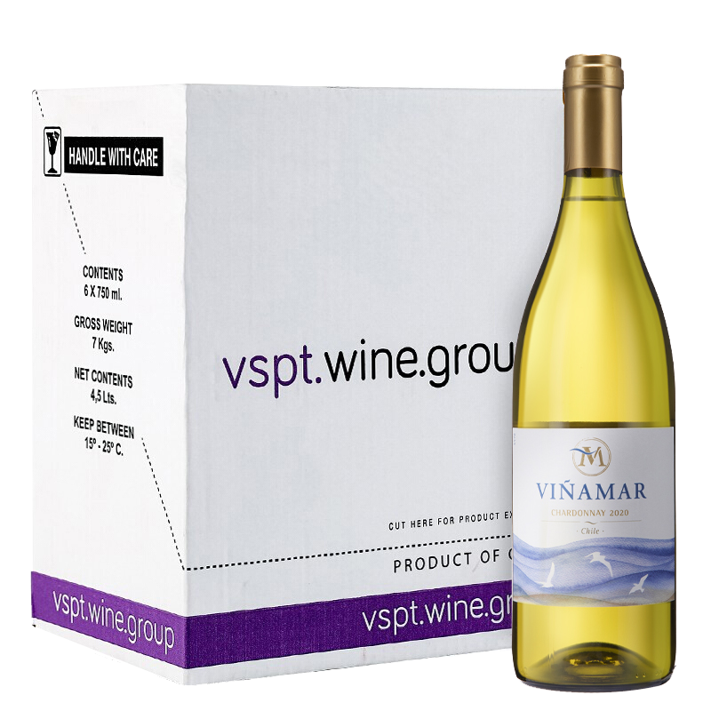 VSPT 海洋 霞多丽干白葡萄酒 海洋系列750ml*6瓶 整箱装 智利原瓶进口红酒