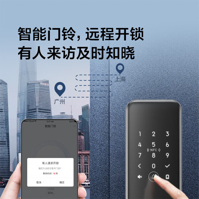 TCL指纹锁智能锁NFC感应密码锁电子锁安全门锁半自动锁K6F-S升级版