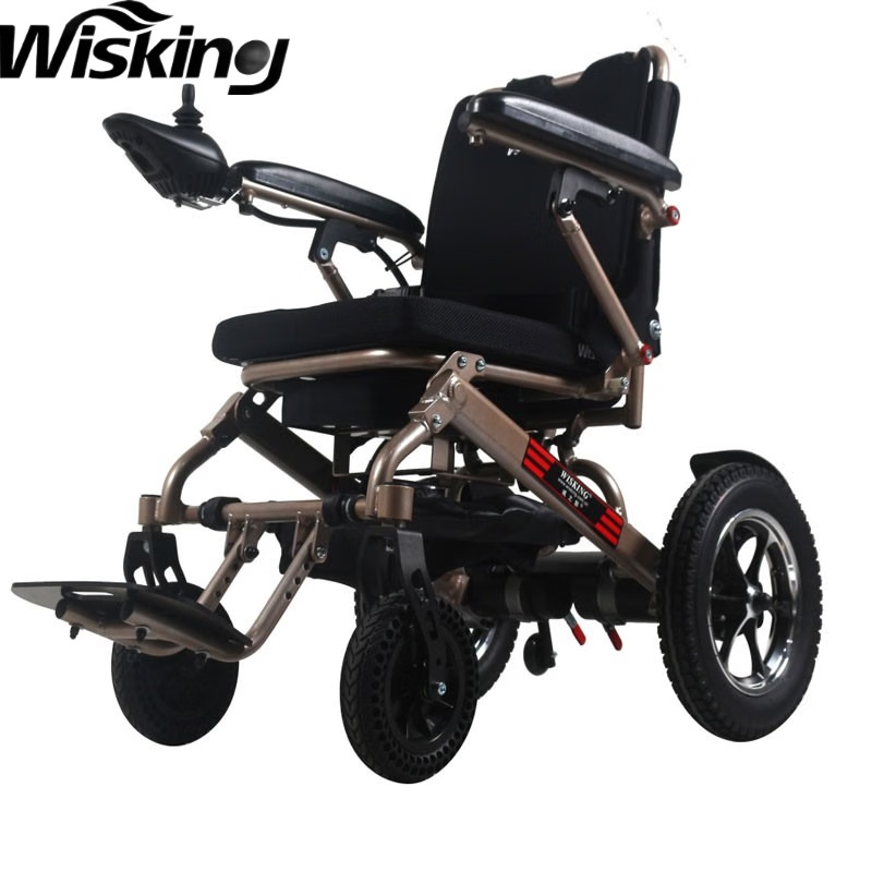 威之群（wisking）电动轮椅 老年人轻便智能全自动 老人瘫痪可折叠便携式铝合金款手推旅游残疾人车 2个20A锂电池（行驶50公里，默认金色）