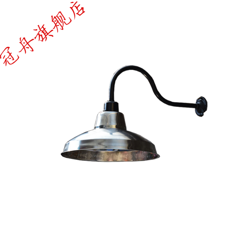 室外不銹鋼燈罩燈復(fù)古壁燈防雨 工礦燈罩 室外不銹鋼防水路燈戶外防雨燈罩定制定制 大彎桿不銹鋼深罩38cm 銀色