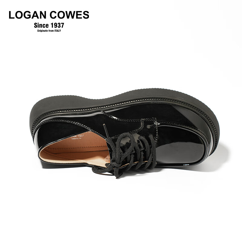 LOGAN COWES英伦风厚底小皮鞋女2024新款夏季玛丽珍百搭黑色JK单鞋松糕乐福鞋 黑色2409 37