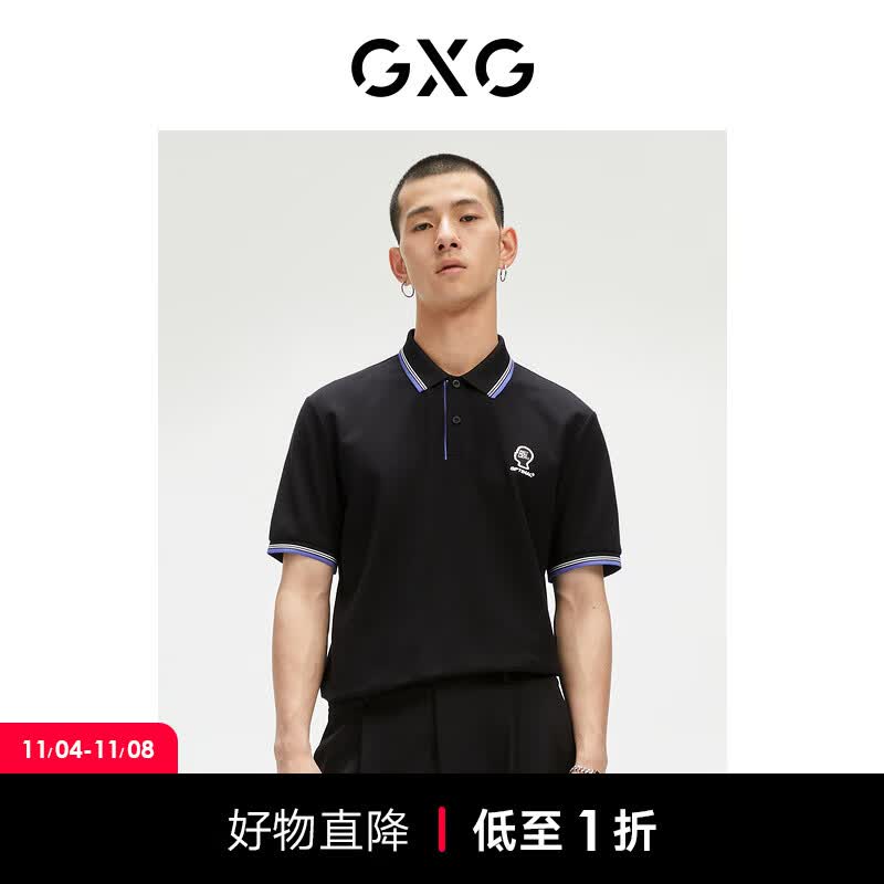 GXG男装【生活系列】21年秋季商场同款休闲短袖黑色刺绣POLO 黑色 165/S属于什么档次？