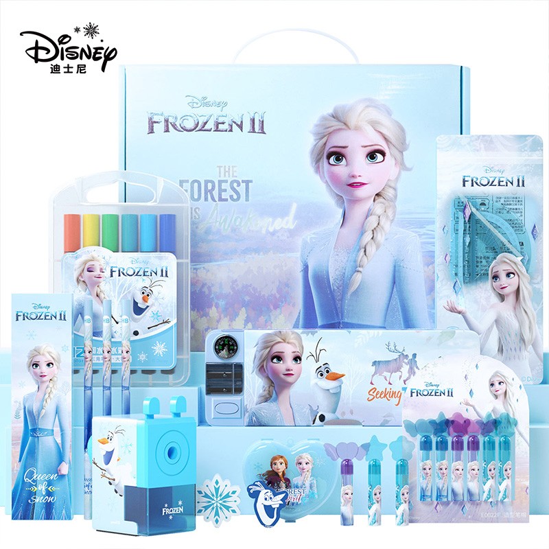 迪士尼Disney文具套装艾莎公主文具绘画礼盒42件套怎么没有书包？
