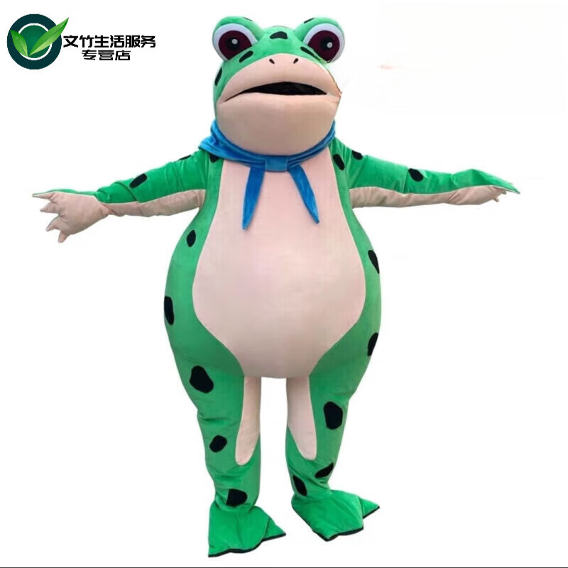 BREAZA适用于青蛙人偶装玩偶衣服可穿行走卡通人偶服充气蛙玩偶服搞怪演 绿色绒面充气款155-164(身高) 配2个风扇+2个电
