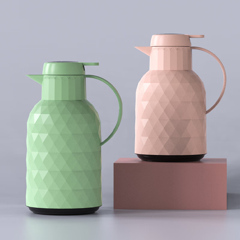 乐唯诗（LOVWISH）保温壶温显家用保温壶大容量玻璃智能温度显示开热水暖水瓶小暖壶 钻纹保温壶【温显款】樱花粉1.4L