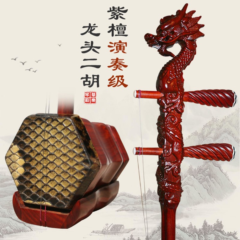 琴兹(qin ci)苏州专业演奏级紫檀龙头二胡考级独奏戏曲二胡乐器 专业