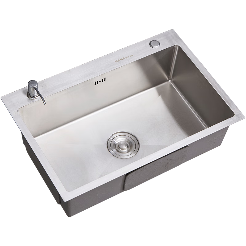 浴美優(yōu)品水槽304不銹鋼手工加厚水槽洗碗池容量大單槽廚房洗菜盆瀝水藍(lán) 81*43雙槽C（凈水+抽拉龍頭）