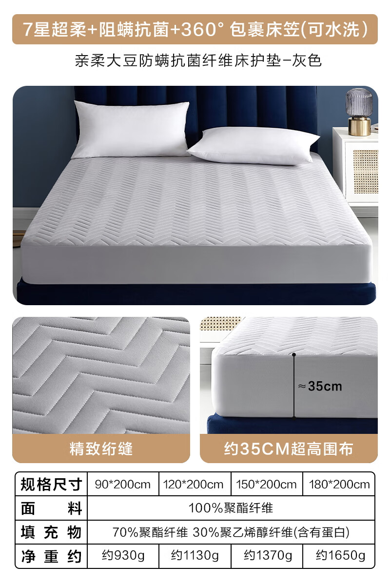 lovo乐蜗家纺抗菌床笠床垫保护罩褥子可水洗学生宿舍床护垫席梦思垫