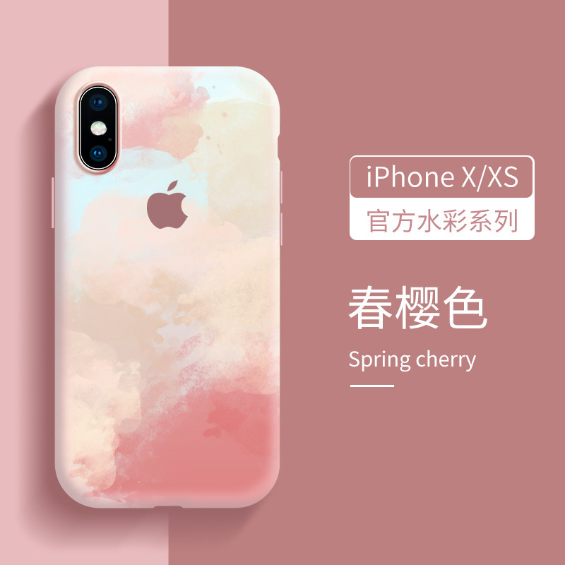 法恋苹果x手机壳液态硅胶新款春樱色iphonexsmax全包防摔女iphonex网红情侣ins风ip 苹果X/XS【春樱色】