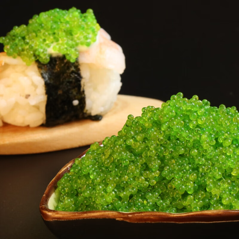 江船长鱼籽寿司饭团食材海鲜生鲜拌饭调色调味鱼籽多色新鲜鱼子酱 绿色400g鱼籽