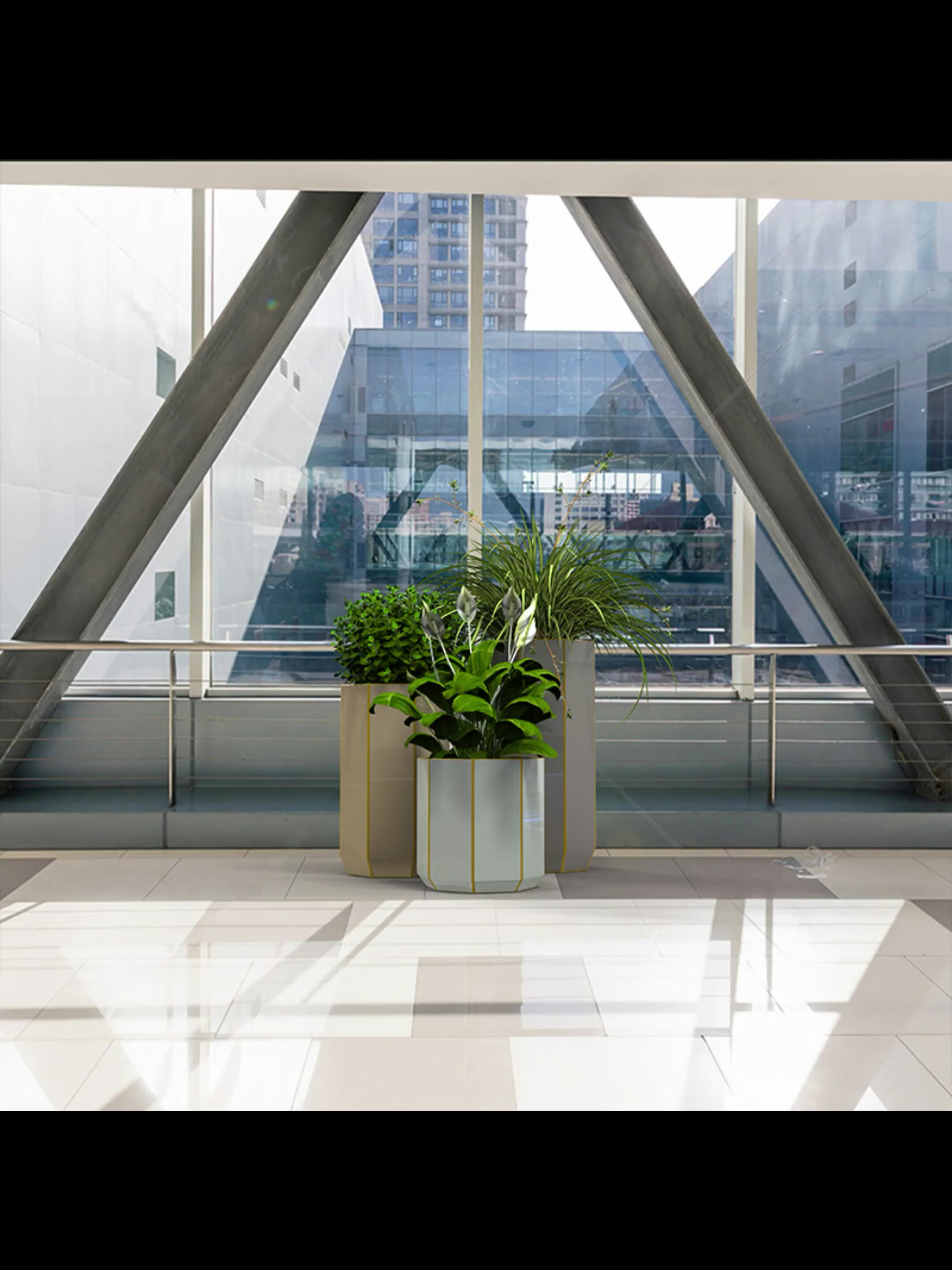 花箱定制玻璃钢户外广场商场大型花坛简约美陈创意广场花盆瓶花钵 花