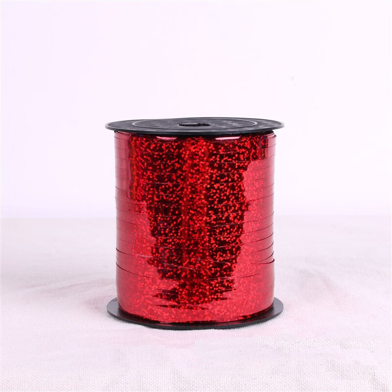 气球绳子飘带彩带镭射丝带婚房布置装饰吊带捆绑流苏扎绳 镭射红色