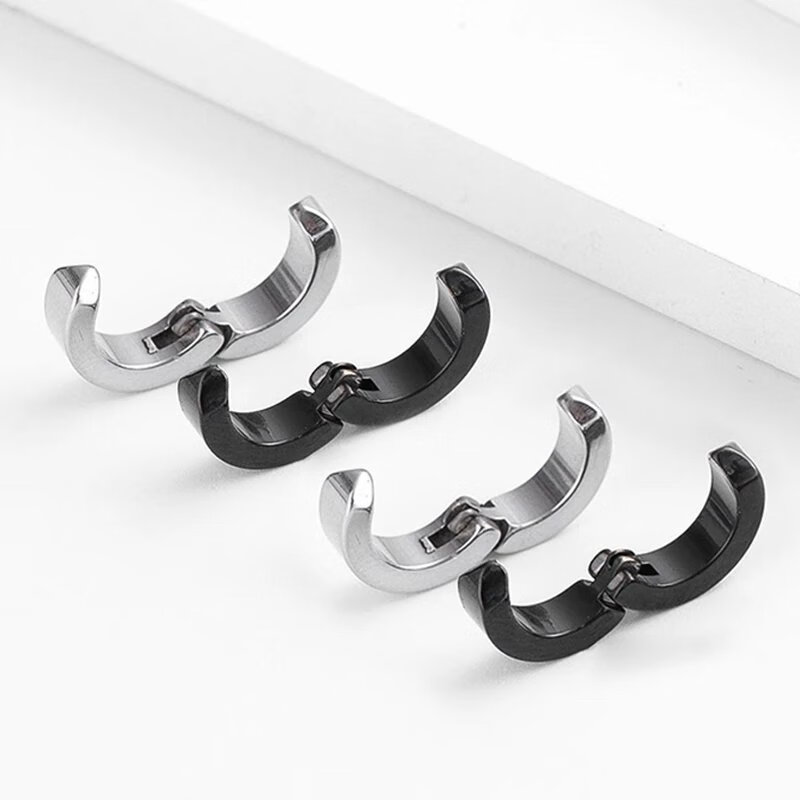 【严选好物】无耳洞耳夹钛钢耳扣男耳骨夹女假耳环耳坠学生男士假 u型耳夹1个颜色随机