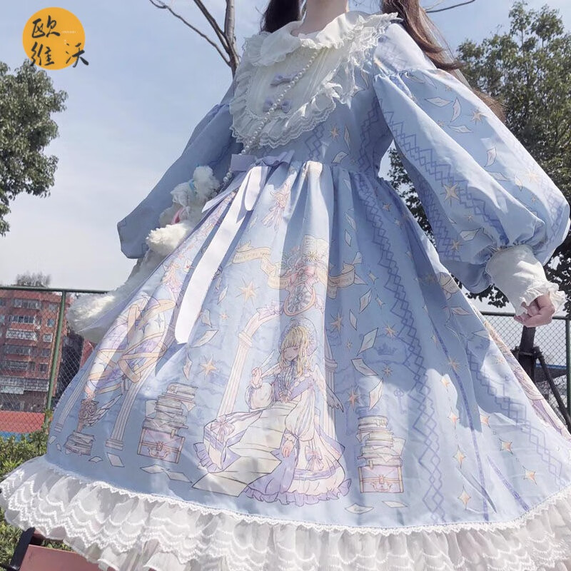 洛丽塔裙子全套网红同款衣服仙女裙学生可爱lolita长袖连衣裙女萝莉塔