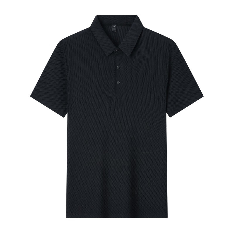 巴宝莉纯色男士短袖t恤2024夏季新款中青年休闲纯色翻领polo衫男 黑色