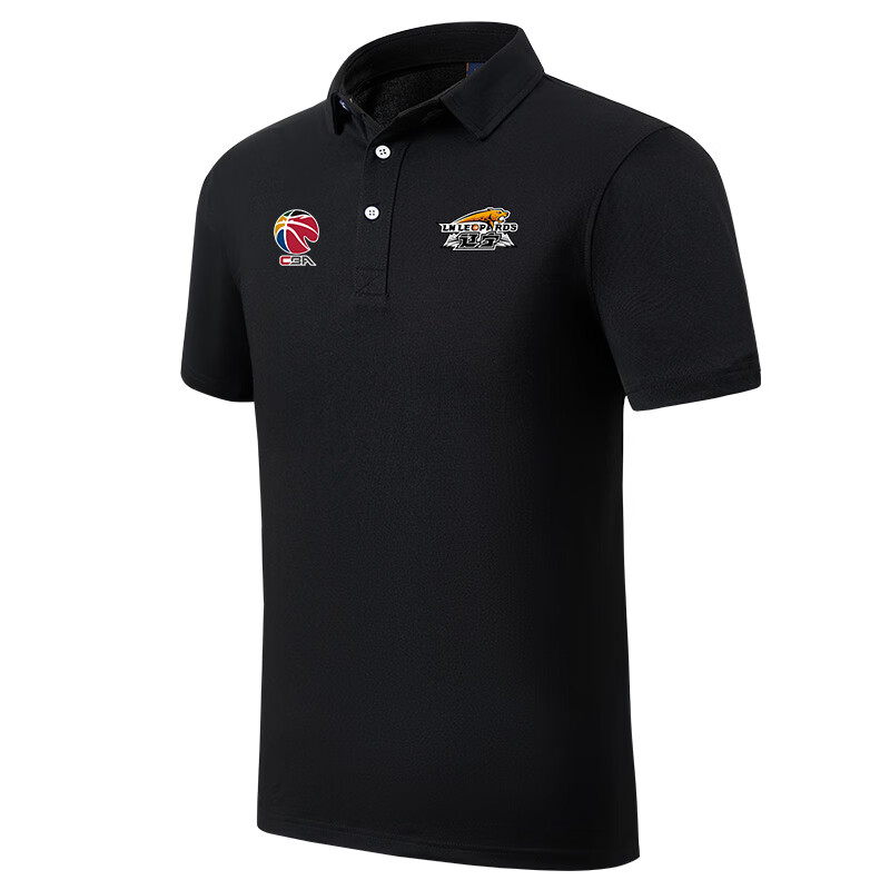 服装cba男篮球衣杨鸣教练员翻领t恤本钢polo衫 左辽宁右标志-黑色polo