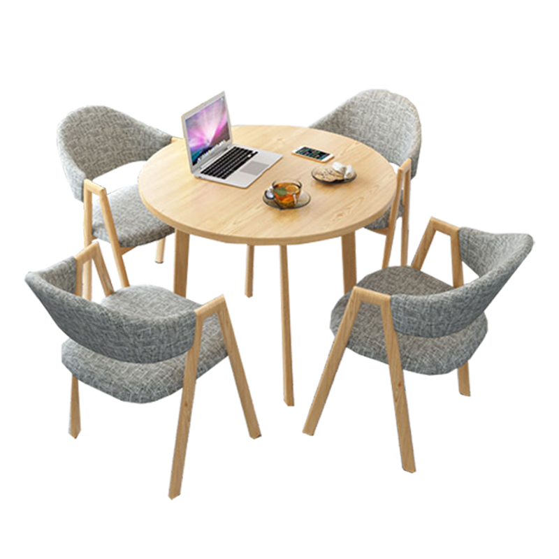 荣将 接待会议洽谈桌椅组合会客桌会议桌办公室休闲简约圆形桌  洽谈桌椅组合一桌四椅