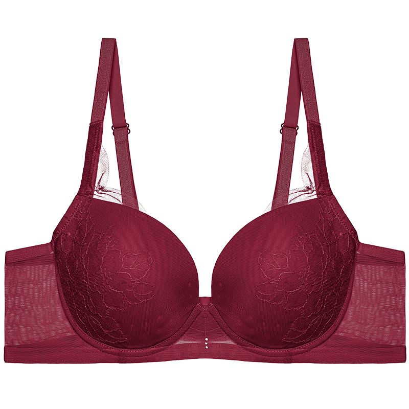 愛慕內(nèi)衣女透氣洞洞杯網(wǎng)紗拼接立體刺繡聚攏文胸AM116522粉色C80