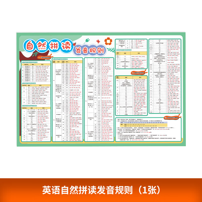 【易蓓】 自然拼读发音规则挂图 自然拼读发音规则挂图(1张) 无规格