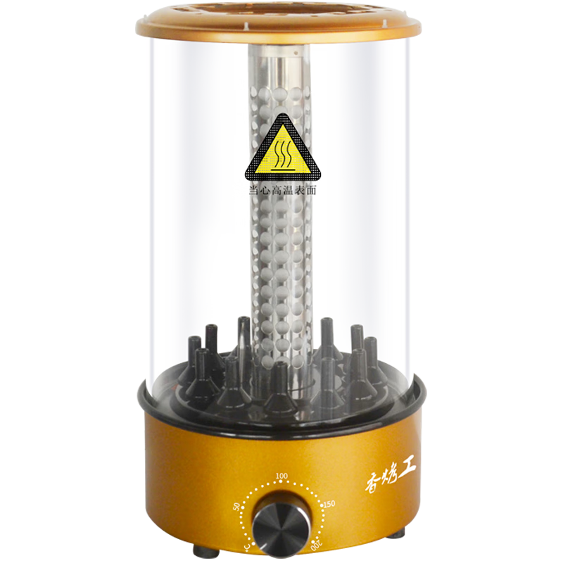 香烤工匠電燒烤爐家用烤肉鍋電烤爐自動旋轉(zhuǎn)烤肉機烤串機無煙燒烤爐燒烤架燒烤鍋電烤鍋電烤架 香檳金定時款1800瓦（可烤純?nèi)?8厘米） 1層
