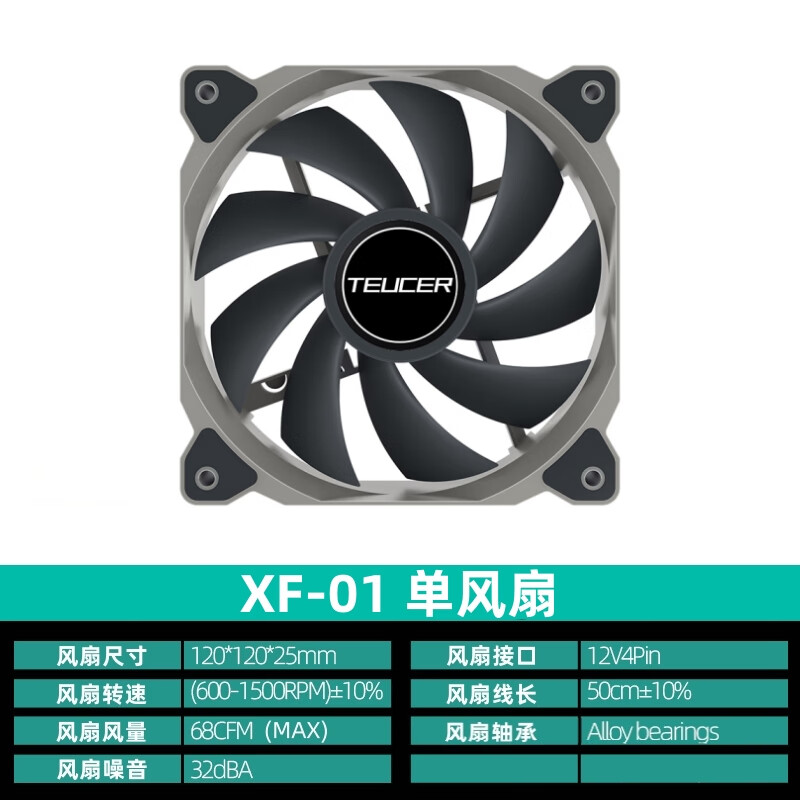 零度世家XF-01 120mm高性能机箱风扇 电脑智能温控静音大风量高风压12厘米CPU散热器风扇  玄风XF-01单风扇