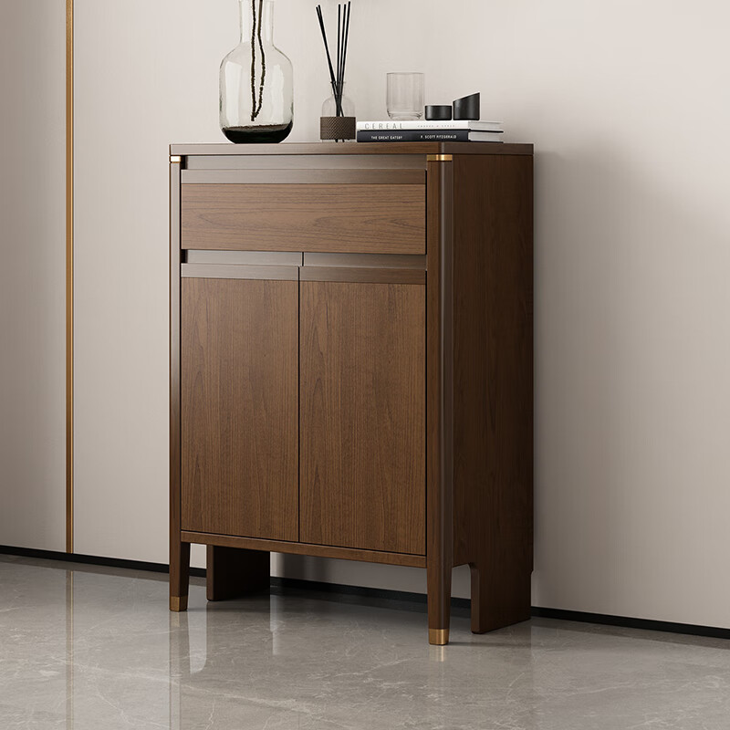 顾乐家鞋柜门口门口门厅柜新中式复古进门玄关柜大容量胡桃色储物收纳