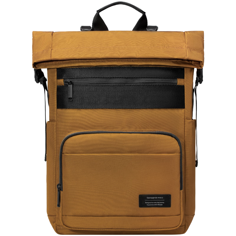 新秀麗（Samsonite）雙肩包情侶背包男士 休閑書(shū)包時(shí)尚大容量電腦包 QE7 棕褐色
