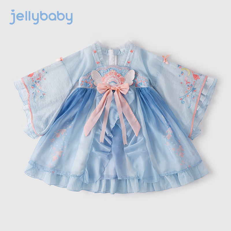 JELLYBABY�����й���ȹ�Ӵ�ͯ��װ��װŮͯ�����ŷ�����ȹ���� ��ɫ 130