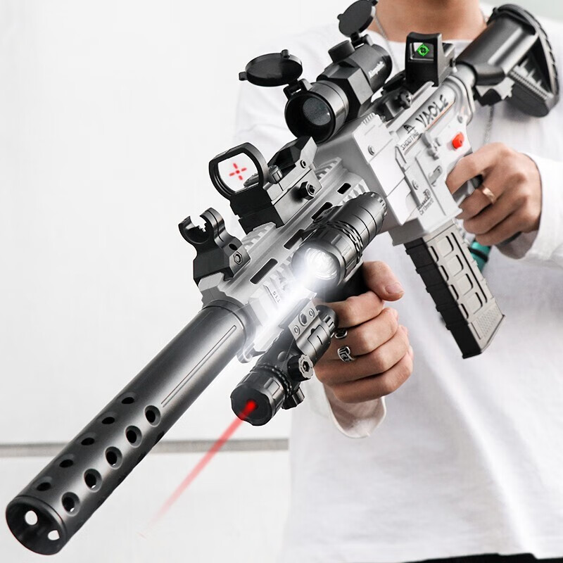 amw儿童玩具枪8-12软弹枪价格走势分析，多附件电动连发机关枪M416白/电动+红点镜+手电筒+红外线+60弹