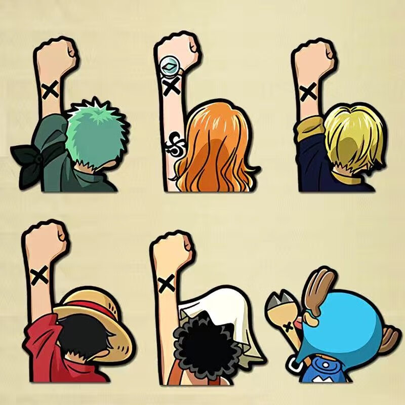 千奇梦适用海贼王汽车贴纸卡通路飞乔巴索隆背影后窗车贴个性遮盖划痕