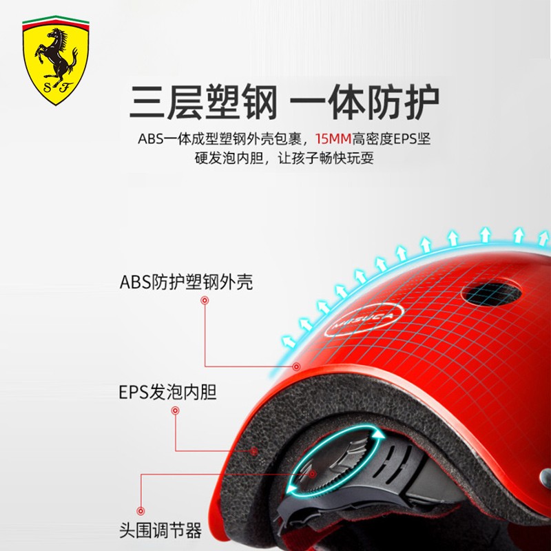 轮滑护具法拉利运动儿童头盔儿童轮滑护具使用感受,深度剖析功能区别？