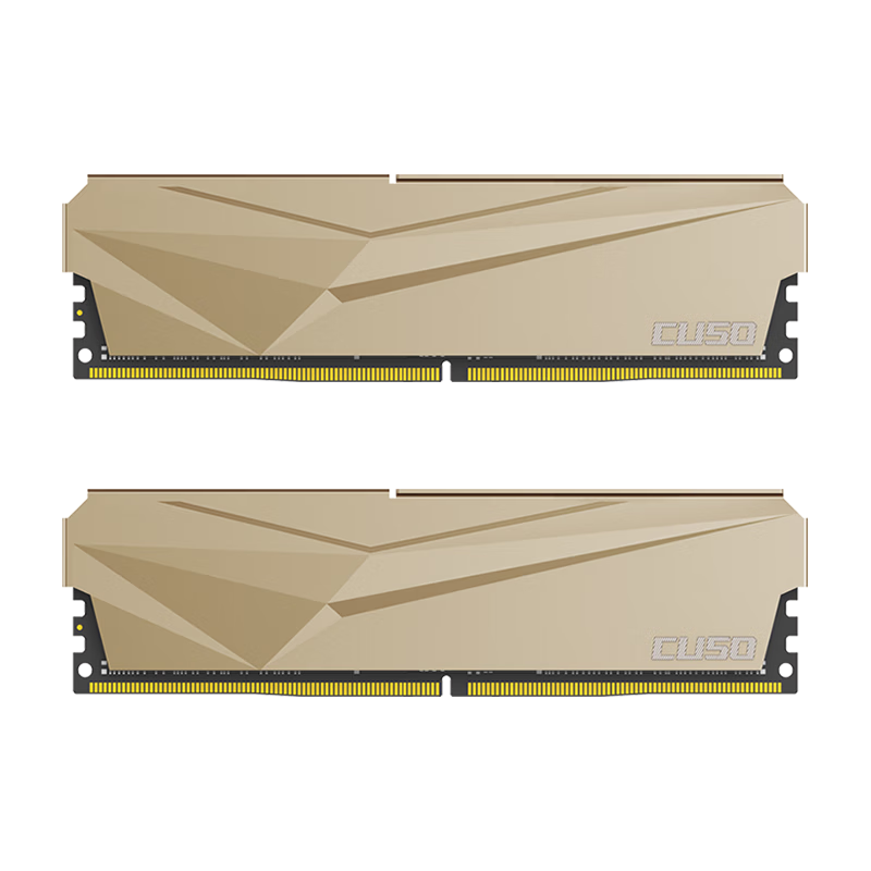 CUSO 酷兽 夜枭系列 DDR4 3200MHz 台式机内存 马甲条 金色 16GB 8GBx2