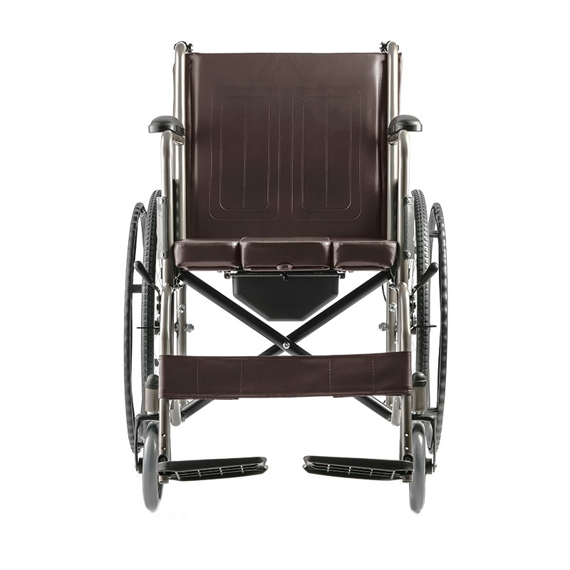 鱼跃（YUWELL）轮椅车H058B 钢管加固软座护理带座便 易清洗可折叠老人坐便轮椅车