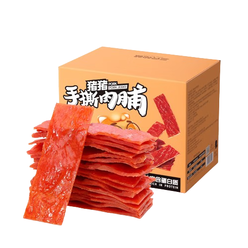 三只松鼠手撕肉脯原味400g量贩装休闲零食靖江风味高蛋白猪肉脯肉干肉脯
