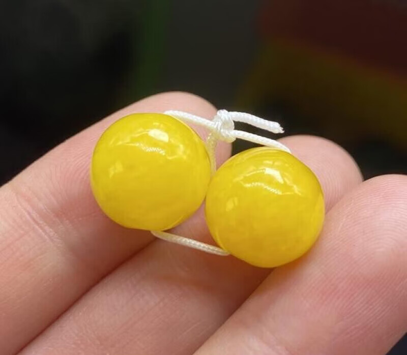 映棠 缅甸老坑翡翠黄翡珠子 冰种柠檬黄diy手链单颗圆珠玉石手串 黄色