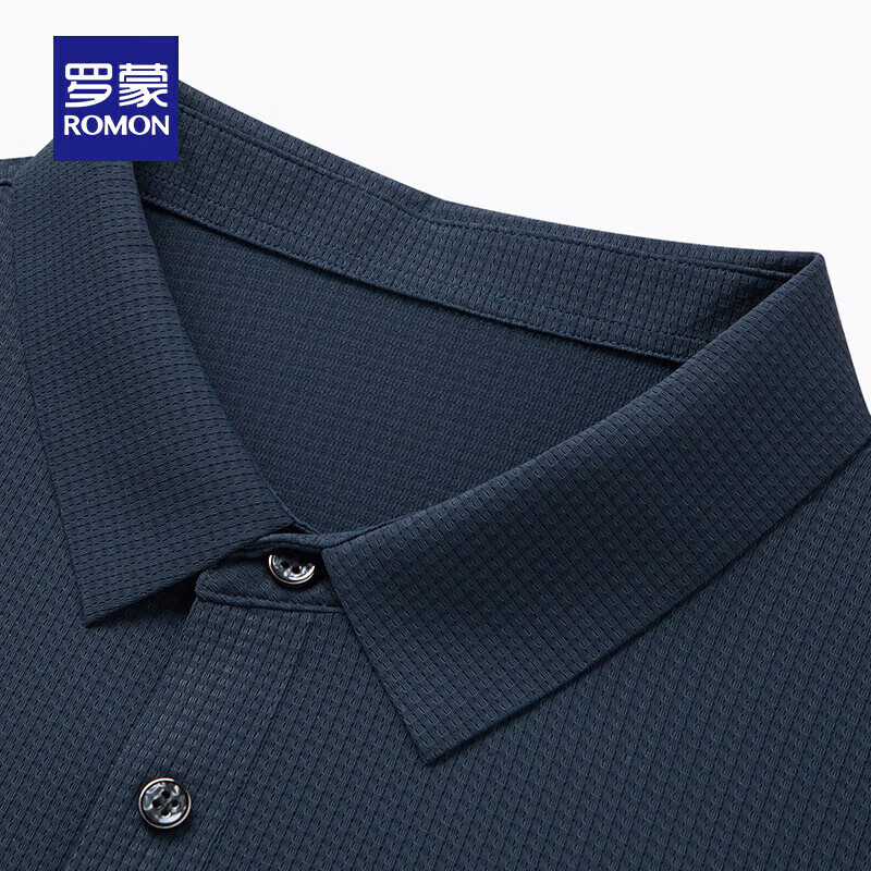 罗蒙【高弹无痕】短袖polo衫男夏季新款泡泡格弹力纯色翻领短袖t恤 G2206绿色 L 175/92A（建议115-135斤）