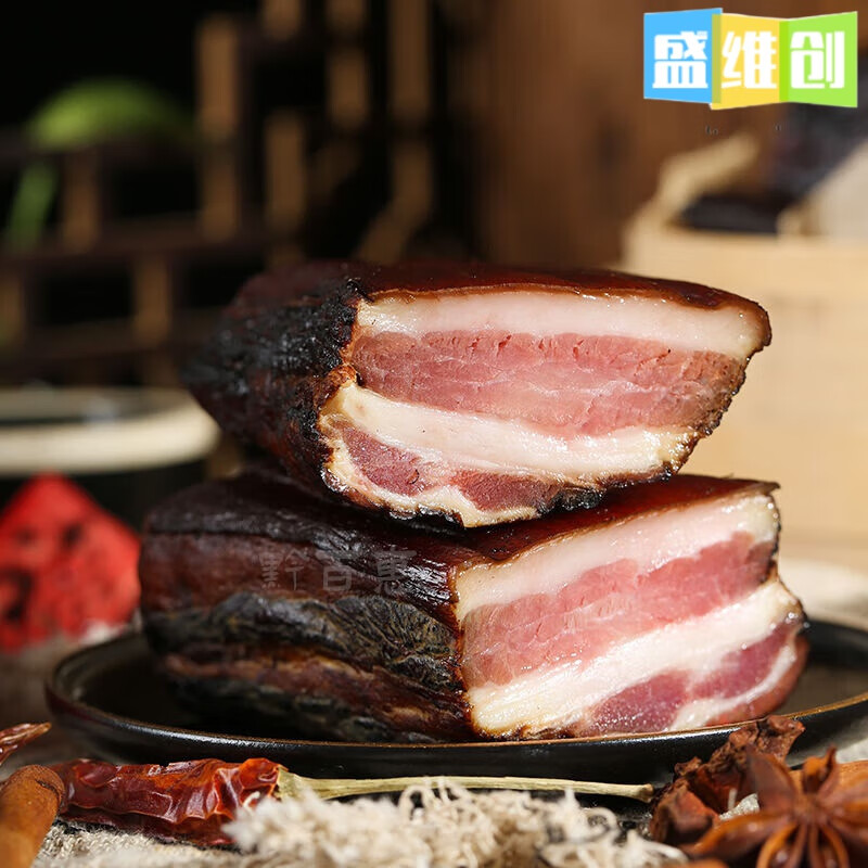 青城山烟熏老腊肉农家土猪五花肉烟熏后腿肉咸肉云贵川特产美食+ 5斤土猪五花腊肉(肥瘦适中)