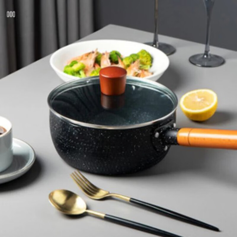 【现货现发】日式雪平锅小锅家用煮面泡面汤锅热牛奶锅不粘锅电磁 20cm 单锅+钢化玻璃盖