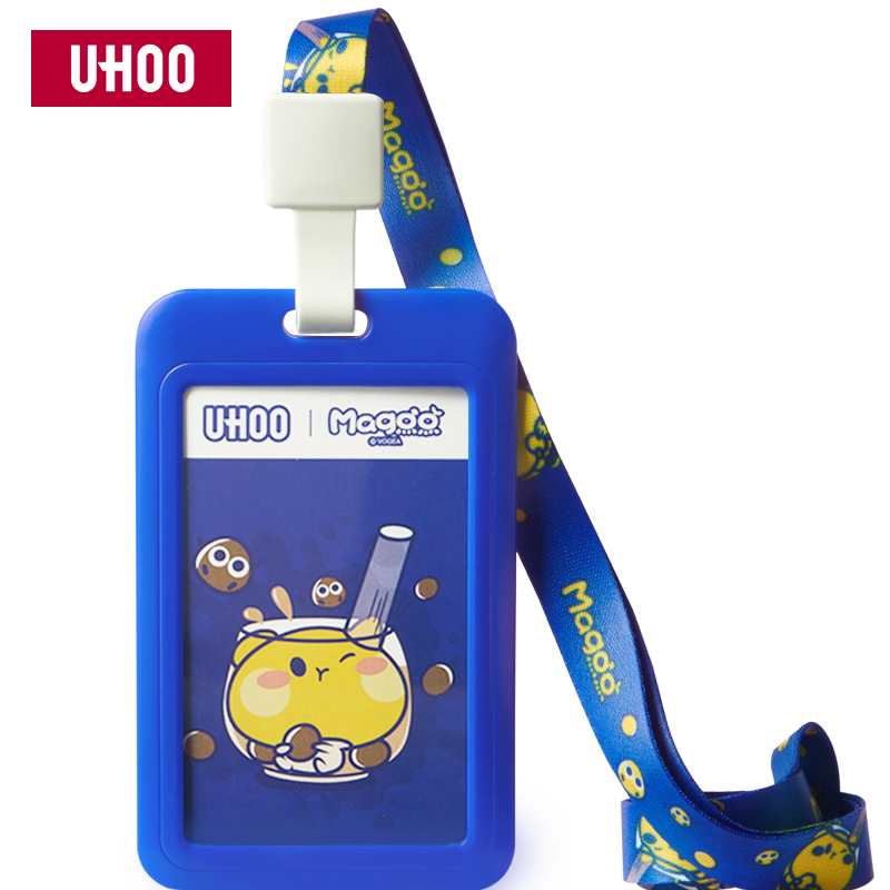 优和（UHOO）六一儿童节礼物 蘑菇点点可爱学生证件卡套 公交卡套  员工牌 竖式 深蓝色 6056-1