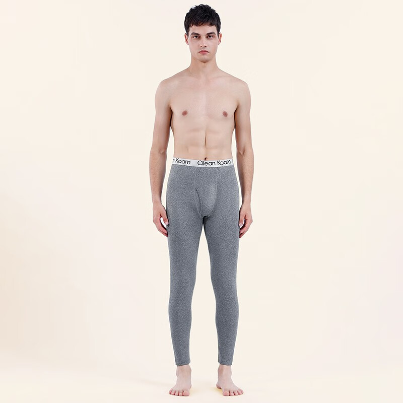 ClleanKoam 保暖裤男士冬天加厚内穿百搭修身保暖打底秋裤 C深灰K XXXL(适合180-210斤)