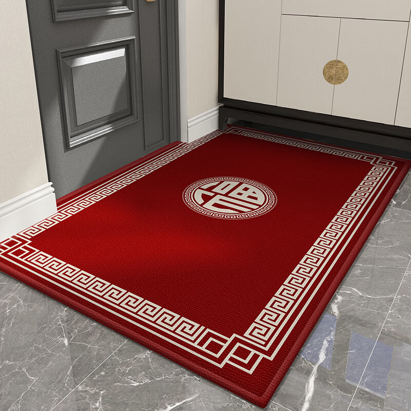 中式门口入户门地垫入户门垫进门防滑垫子家用地毯 中式-红 40x60cm买