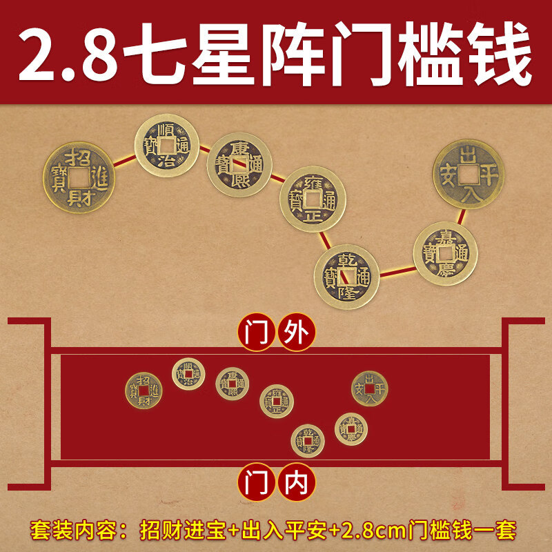 石地下压的铜钱出入平安进门专用五帝钱压门槛石下 北斗七星款-经典2