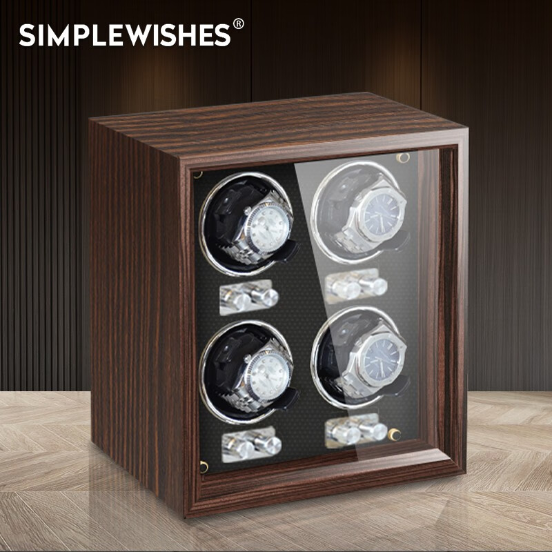 简单愿望（Simple wishes） 德国品牌摇表器机械表自动转表器家用转动放置器立式上链表盒 4表位/内黑【9档+伸缩表枕】
