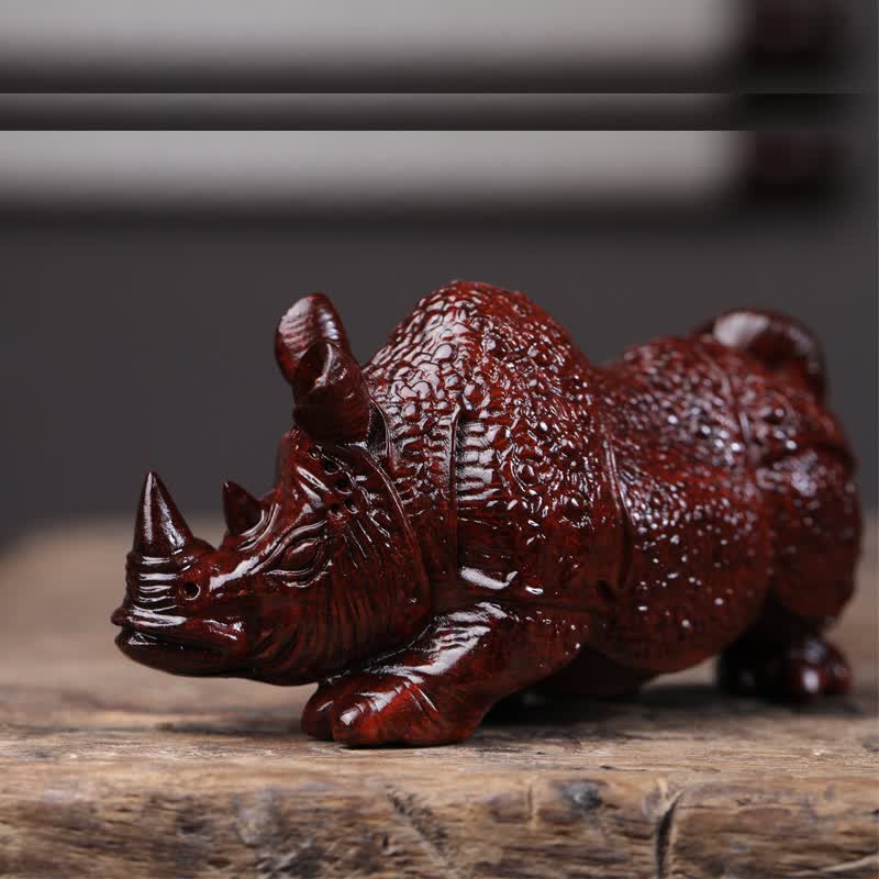 【铠甲犀牛】印度小叶紫檀摆件手把件牛气冲天红木生日开业礼物品木雕